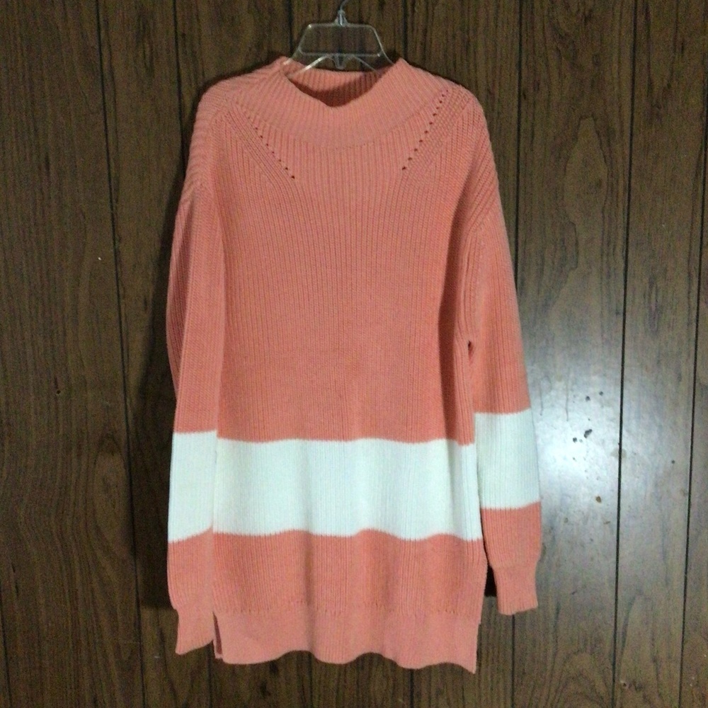 Tuckernuck Broadway Stripe Tunic Sweater in Coral | Women’s Size XS